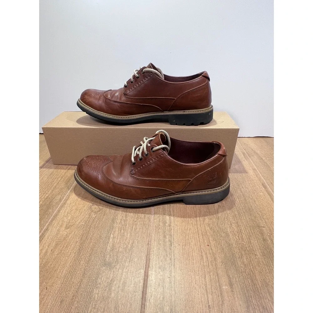 Timberland Earthkeepers Mens Brown Leather Wingtip Brogue Oxford Shoes 9743A 9.5